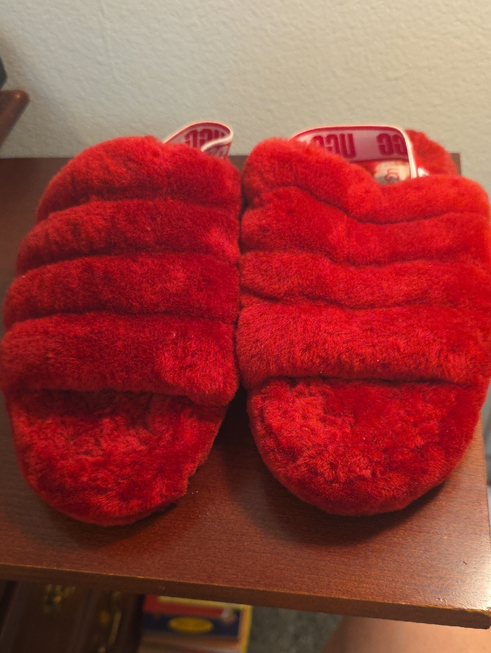 UGG Red Plush Slide Slippers